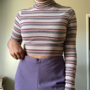 Stripped cropped turtleneck 🐙